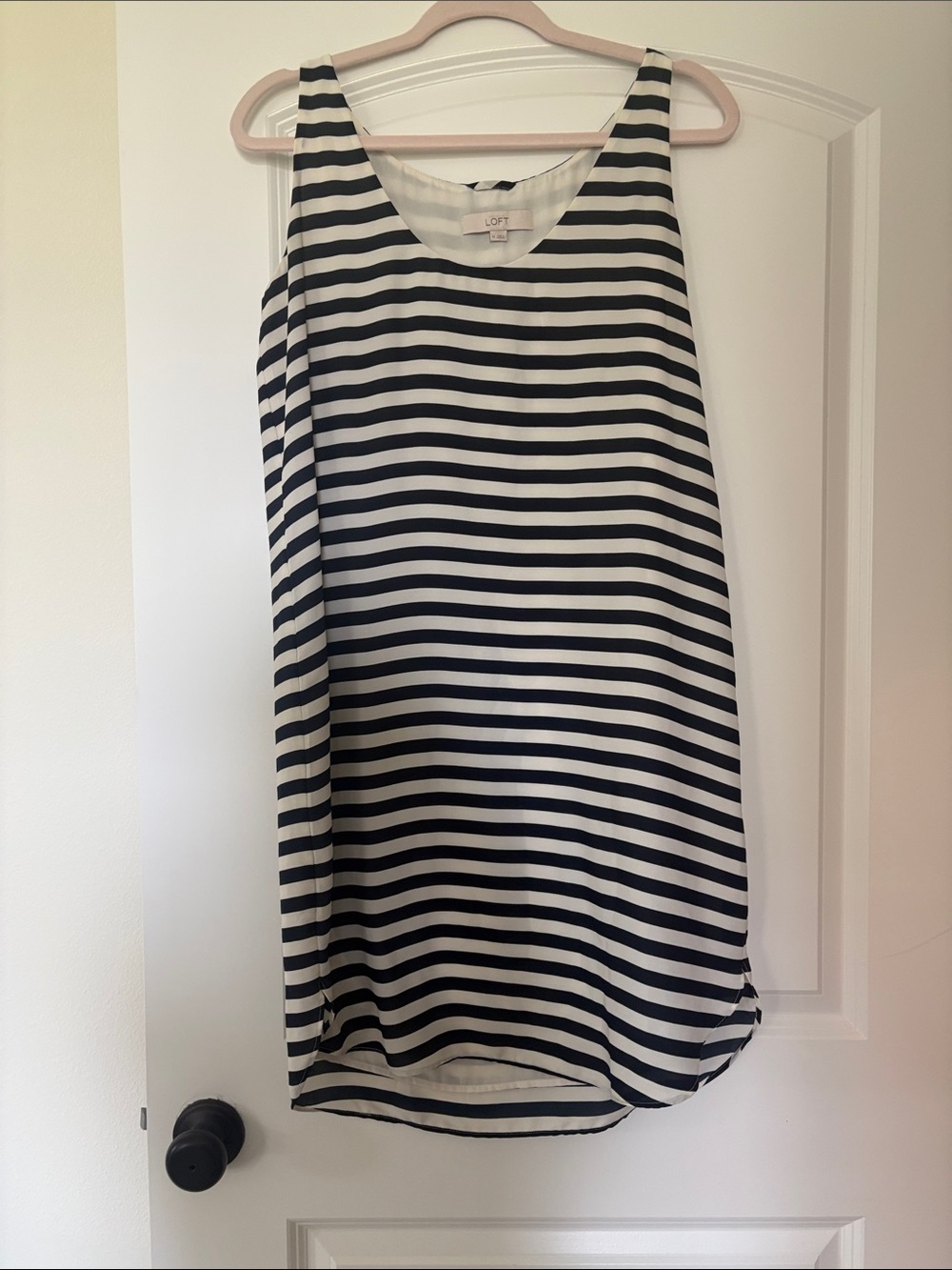Loft Navy and Off White Striped Sleeveless Dress